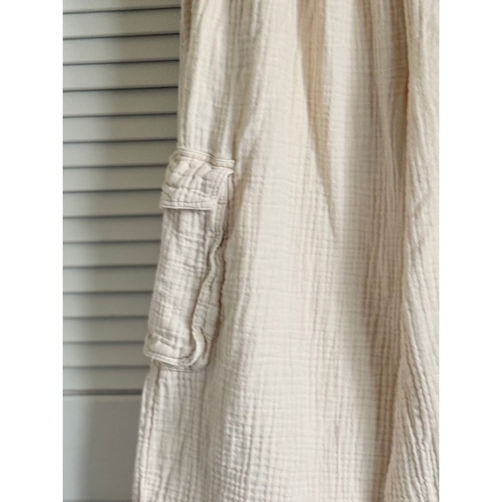 Aerie Cream Cotton Gauze Cargo Pants Wide Leg Smocked Waist Beige Medium Regular - Picture 5 of 5